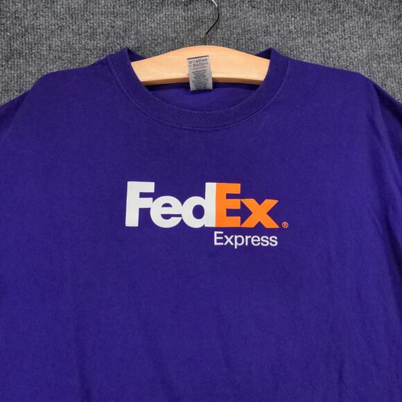 FedEx Express Employee Uniform T Shirt Mens Size XL Purple Graphic Logo - Picture 7 of 15